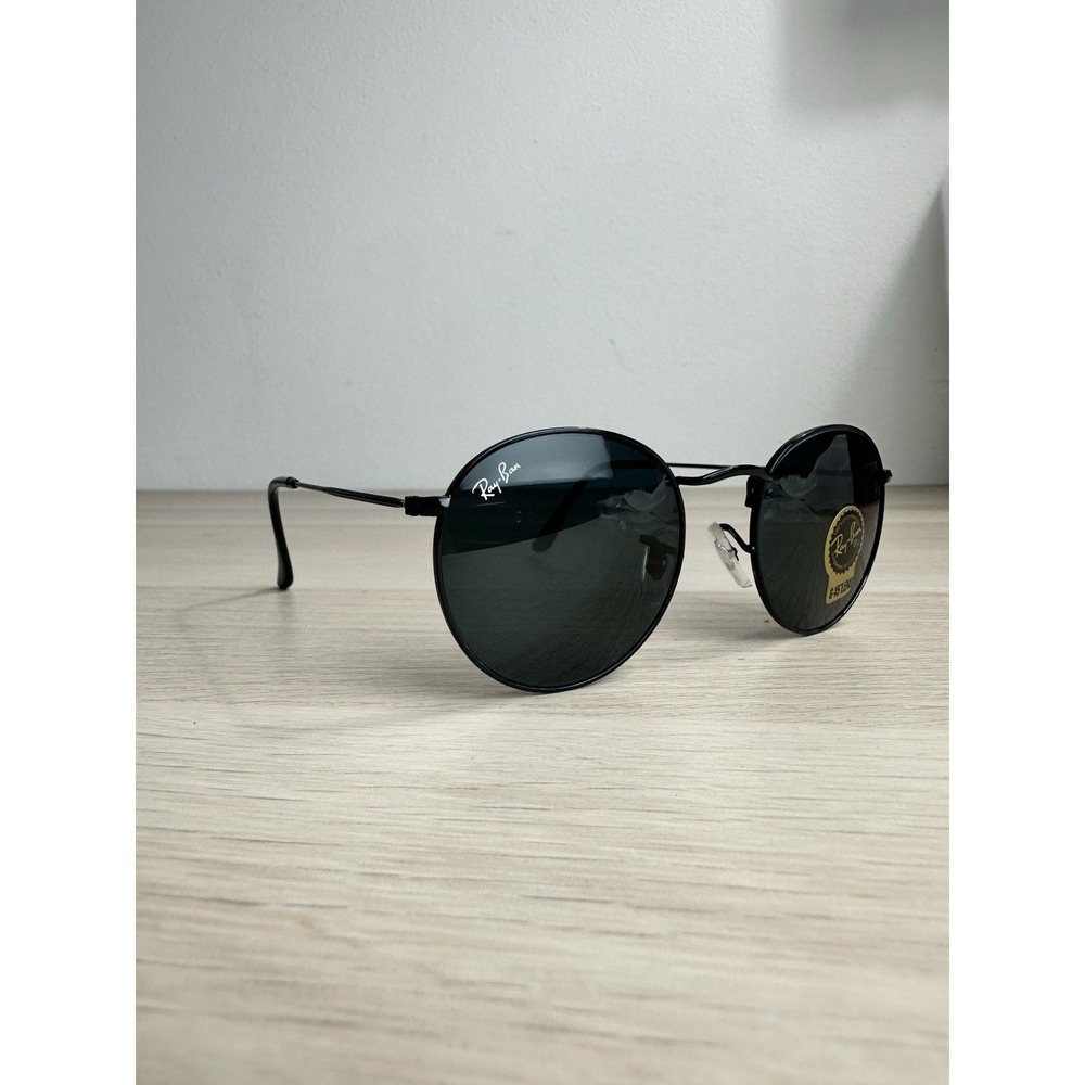 Ray-Ban‎ RB3447 Round Sunglasses Black Metal Frame Black Glass Lenses